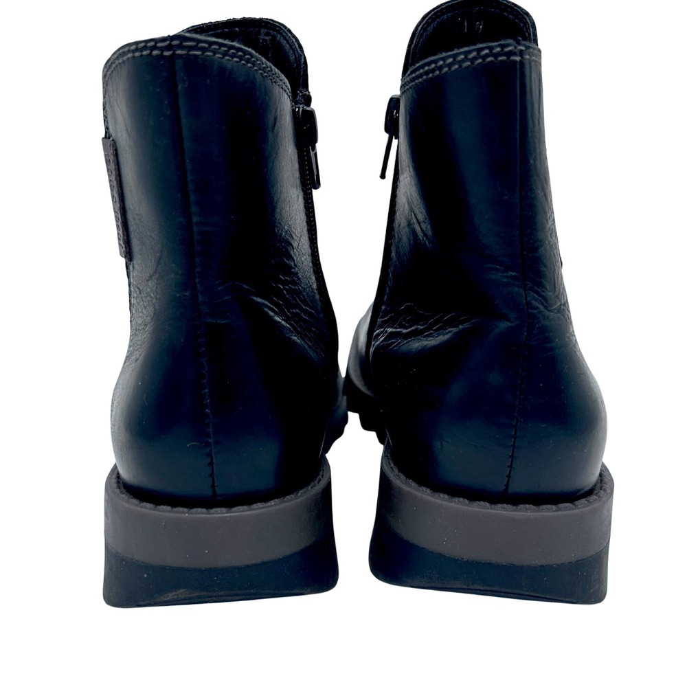 Josef Seibel Women's Size 41 Chelsea Black Leather Ankle Boots Zipper Lug Sole - Picture 9 of 12